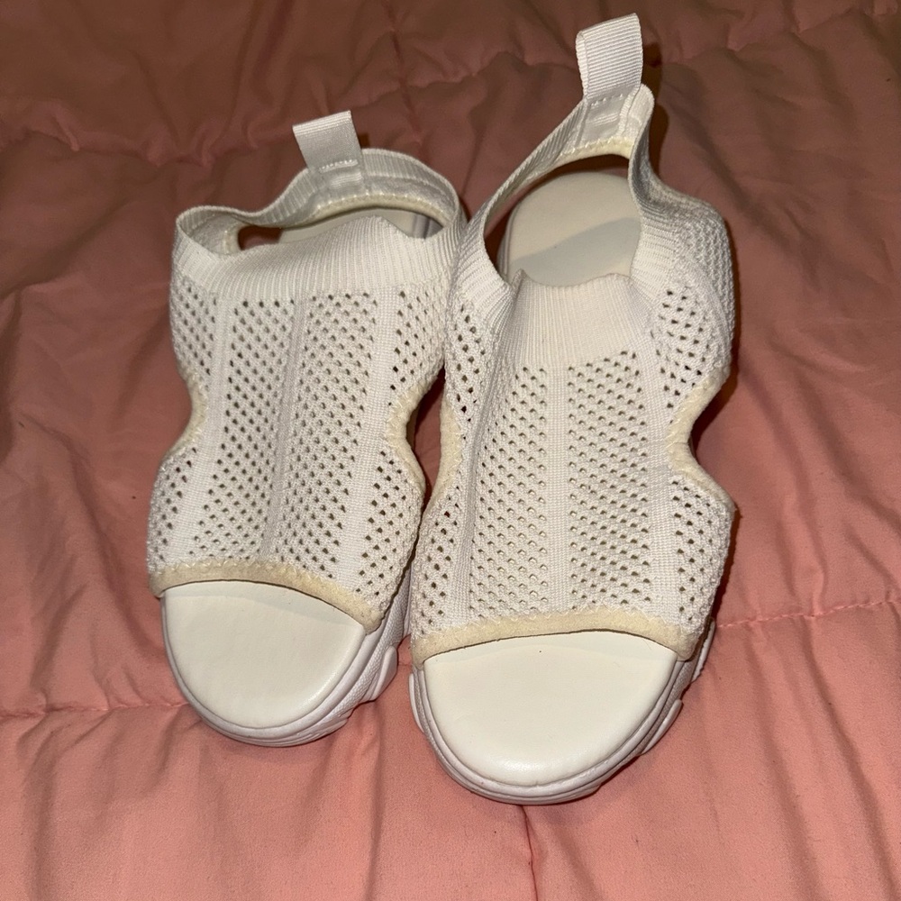 Women's White Knit Sandals